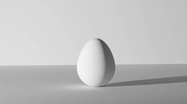 Paskalya yumurtasının beyaz arka planda renksiz ve desensiz 3D modeli, örneğin Paskalya.
