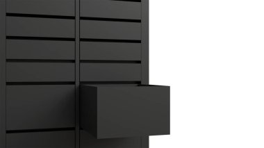 Paketler şehir dağıtmak için otomatik posta kutusu siyahı, konunun posta noktası, makinede paket dağıtımı