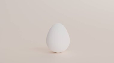 Beyaz Paskalya yumurtasının açık bej arka plandaki 3 boyutlu modeli, örneğin, Paskalya yumurtası.