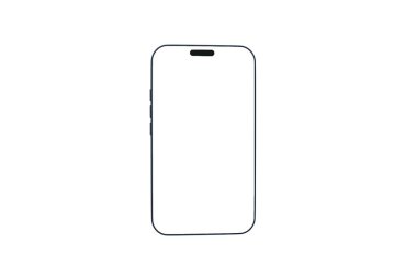 Beyaz arka planda beyaz ekranlı bir cep telefonunun 3 boyutlu modeli, telefon modeli