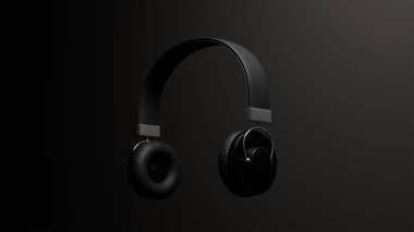 Siyah arka planda kablosuz kulaklık, modern siyah kulaklıklar.
