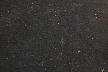 Kırıntıları ve kiri olan siyah kauçuk paspas, üst görünüm, arka plan dokusu