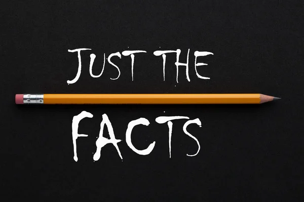 Just Facts Text Pencil Black Background — Stock Photo, Image