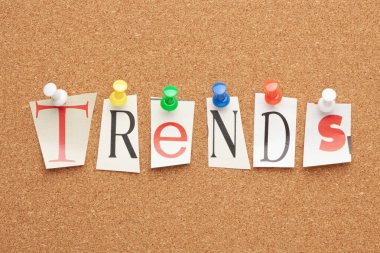 Kelime trendleri gazete ya da dergiden kesilmiş renkli harflerle yazılıyor..  