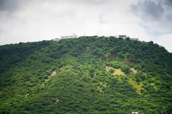 Aravalli Zakres Jaipur Rajasthan Małych Wzgórz Góry Pokryte Zielonymi Drzewami — Zdjęcie stockowe