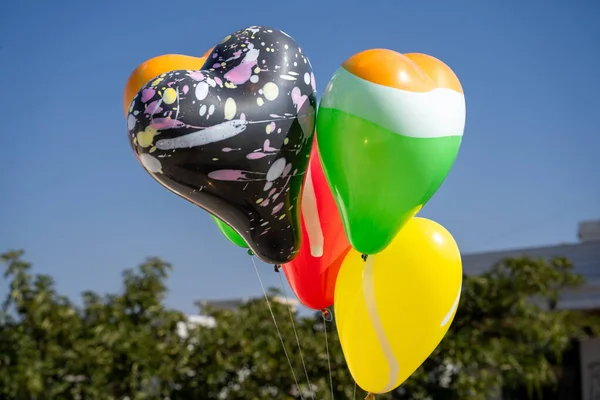 Colorful Helium Balloons Flying Makar Sankranti Independence Republic Day Indias — Stock Photo, Image