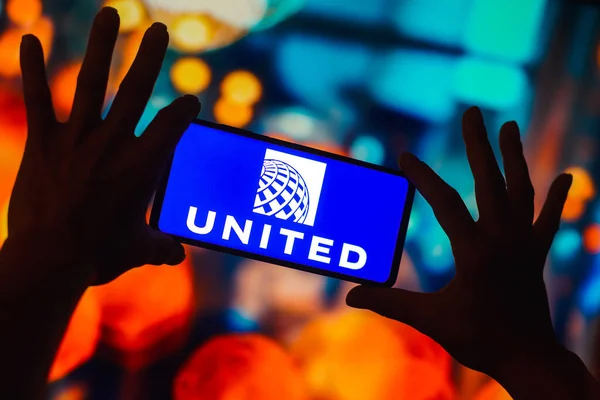 Ekim 2022 Brezilya Resimde United Airlines Logosu Akıllı Telefon Ekranında — Stok fotoğraf