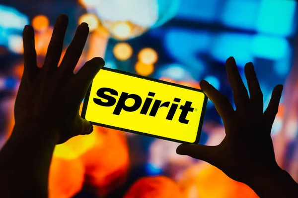 October 2022 Brazil Photo Illustration Spirit Airlines Logo Displayed Smartphone — Stock Photo, Image