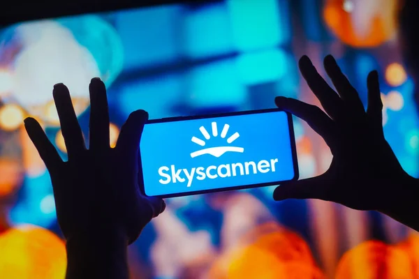 Oktober 2022 Brazilië Deze Foto Illustratie Wordt Het Skyscanner Logo — Stockfoto