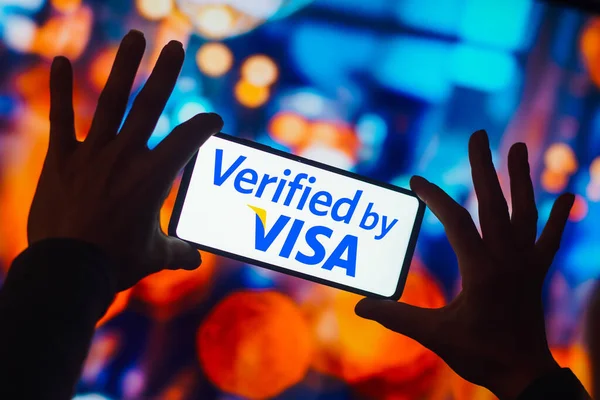 2022 November Brazília Ebben Fotó Illusztráció Verified Visa Logó Jelenik — Stock Fotó