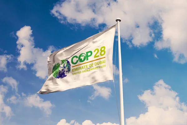 2022年11月10日 2023年联合国气候变化会议Cop28很快出现在旗帜上 活动将于2023年11月6日至17日在阿拉伯联合酋长国迪拜酋长国举行 — 图库照片