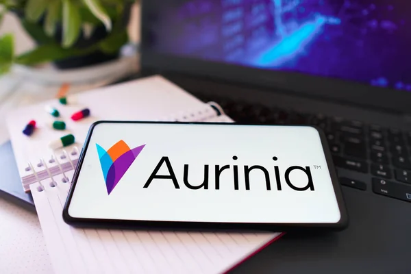 November 2022 Brasilien Den Här Bilden Visas Aurinia Pharmaceuticals Logo — Stockfoto