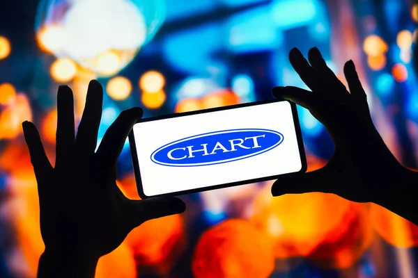 November 2022 Brazil Photo Illustration Chart Industries Logo Displayed Smartphone — Stock Photo, Image