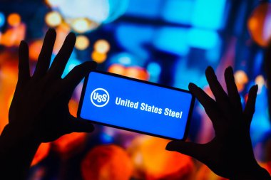 January 11, 2023, Brazil. In this photo illustration, the United States Steel (USS) logo is displayed on a smartphone screen