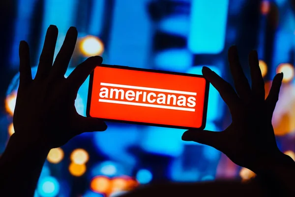January 2023 Brazil Photo Illustration Lojas Americanas Logo Displayed Smartphone — Stock fotografie