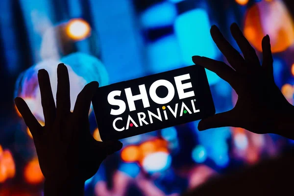 stock image January 18, 2023, Brazil. In this photo illustration, the Shoe Carnival Inc. logo is displayed on a smartphone screen