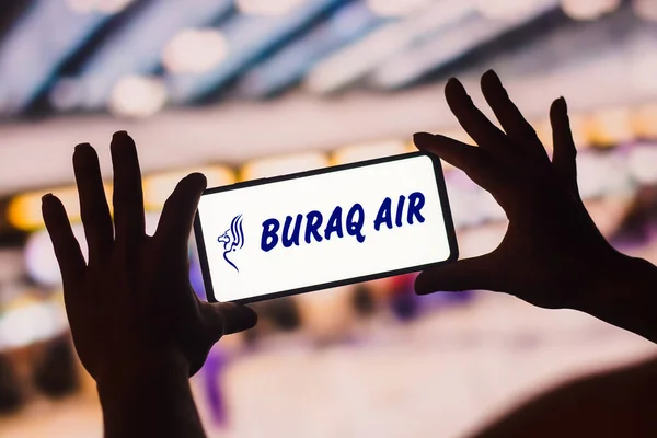 January 2023 Brazil Photo Illustration Buraq Air Logo Displayed Smartphone — Foto Stock