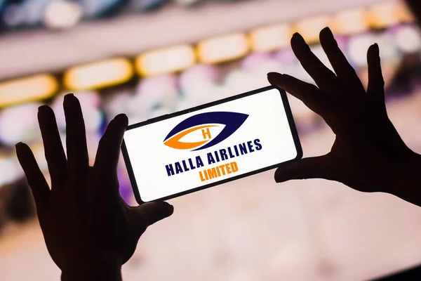 January 2023 Brazil Photo Illustration Halla Airlines Limited Logo Displayed — Fotografia de Stock