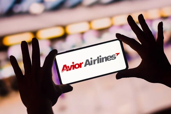 January 2023 Brazil Photo Illustration Avior Airlines Logo Displayed Smartphone — Foto Stock