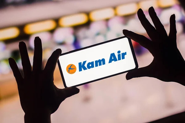 January 2023 Brazil Photo Illustration Kam Air Logo Displayed Smartphone — 图库照片