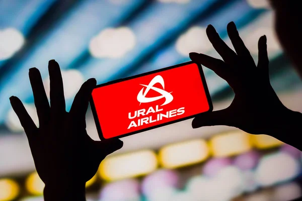 January 2023 Brazil Photo Illustration Ural Airlines Logo Displayed Smartphone — Foto de Stock