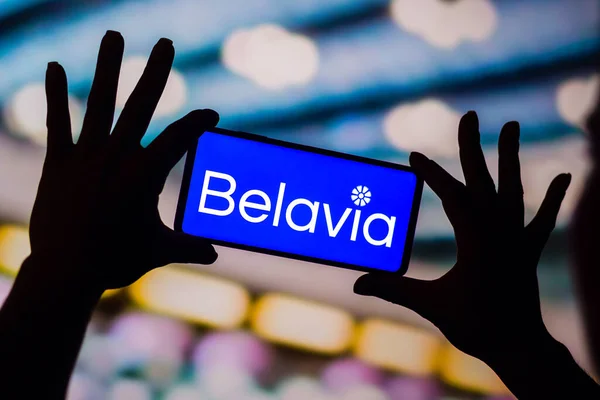 January 2023 Brazil Photo Illustration Belavia Belarusian Airlines Logo Displayed — 图库照片