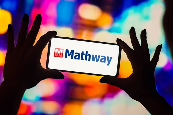 January 2023 Brazil Photo Illustration Mathway Logo Displayed Smartphone Screen — стоковое фото