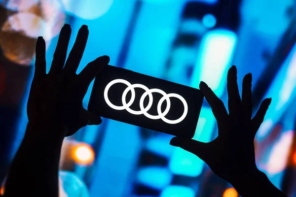 Января 2023 Года Бразилия Этой Фотографии Логотип Audi Отображается Экране — стоковое фото