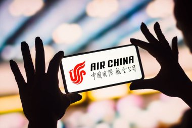 February 4, 2023, Brazil. In this photo illustration, the Air China logo is displayed on a smartphone screen