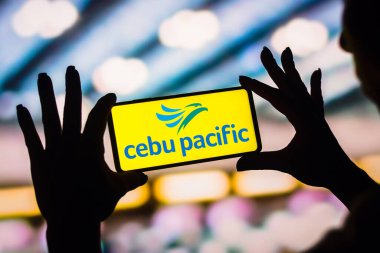 February 4, 2023, Brazil. In this photo illustration, the Cebu Pacific Air logo is displayed on a smartphone screen