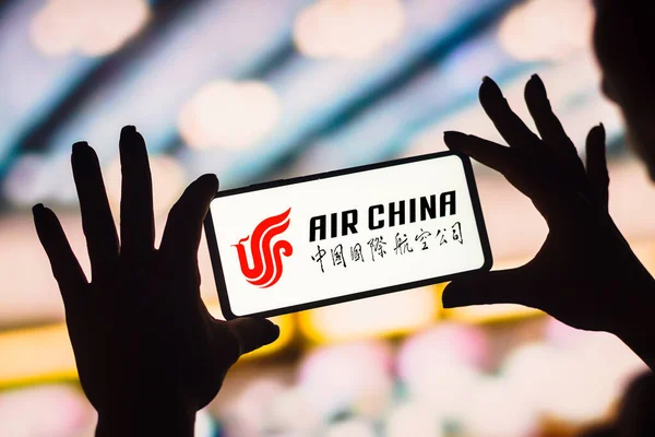 February 2023 Brazil Photo Illustration Air China Logo Displayed Smartphone — Stockfoto