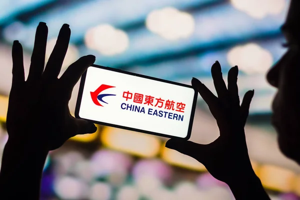 February 2023 Brazil Photo Illustration China Eastern Airlines Logo Displayed — 图库照片
