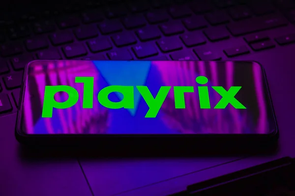 Stock image February 8, 2023, Brazil. In this photo illustration, the Playrix Entertainment logo is displayed on a smartphone screen