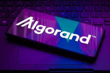 February 10, 2023, Brazil. In this photo illustration the Algorand logo seen displayed on a smartphone