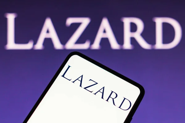 February 2023 Brazil Photo Illustration Lazard Logo Seen Displayed Smartphone — Zdjęcie stockowe