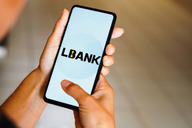 February 17, 2023, Brazil. In this photo illustration, the LBank logo is seen displayed on a smartphone