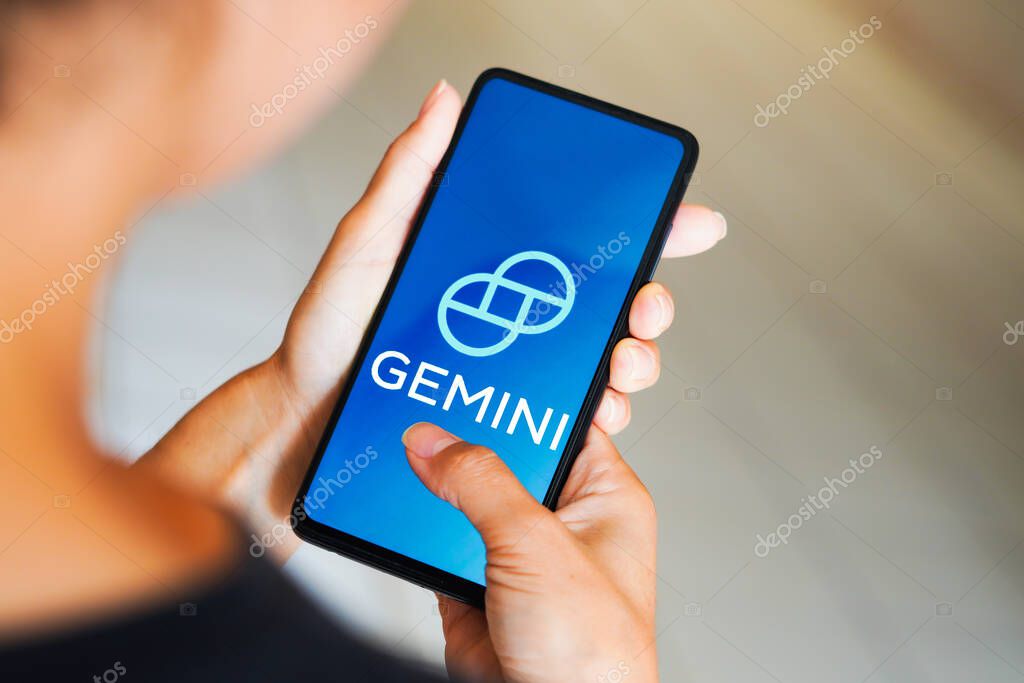 February 17, 2023, Brazil. In this photo illustration, the Gemini Trust Company logo is seen displayed on a smartphone