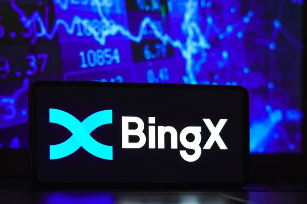 February 2023 Brazil Photo Illustration Bingx Exchange Logo Seen Displayed —  Fotos de Stock