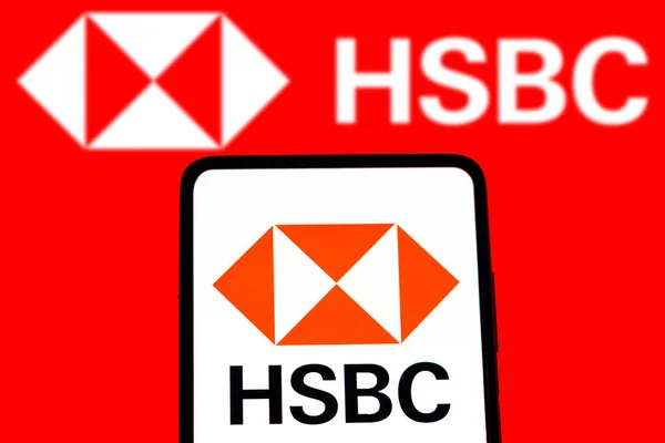 Марта 2023 Года Бразилия Этой Иллюстрации Логотип Hsbc Показан Смартфоне — стоковое фото