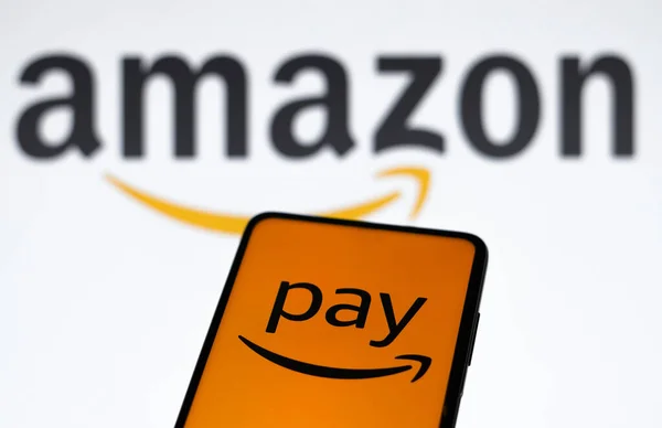 Mart 2023 Brezilya Resimde Amazon Pay Logosu Akıllı Bir Telefon — Stok fotoğraf
