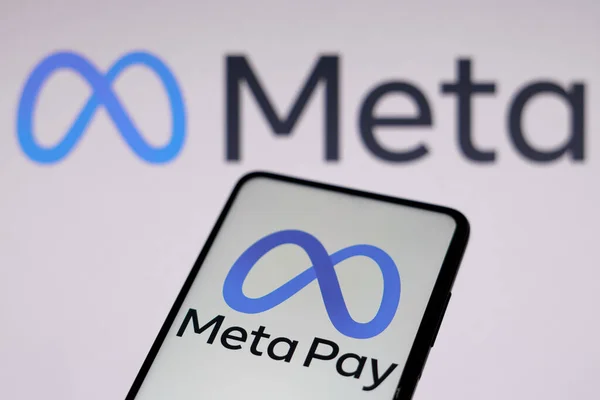 Maart 2023 Brazilië Deze Foto Illustratie Het Meta Pay Logo — Stockfoto