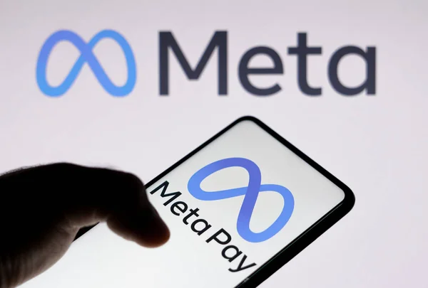 Mart 2023 Brezilya Resimde Meta Pay Logosu Akıllı Bir Telefonda — Stok fotoğraf