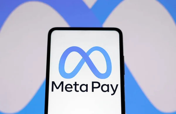 Mart 2023 Brezilya Resimde Meta Pay Logosu Akıllı Bir Telefonda — Stok fotoğraf