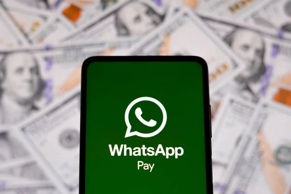 2023 Március Brazília Ezen Fotó Illusztráció Whatsapp Pay Logó Látható — Stock Fotó