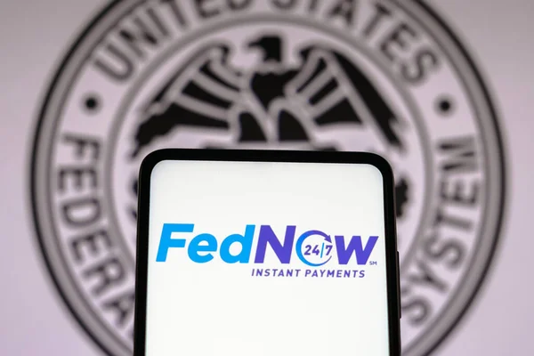 Března 2023 Brazílie Logo Fednow Service Instant Payments Zobrazené Chytrém — Stock fotografie