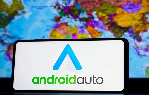 March 2023 Brazil Photo Illustration Android Auto Logo Seen Displayed — Stock Photo, Image