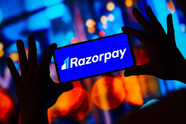 April 2023 Brazil Photo Illustration Razorpay Logo Displayed Smartphone Screen — Stock Photo, Image