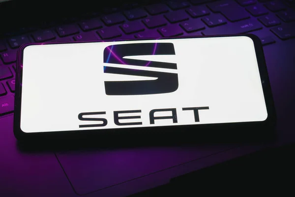 April 2023 Brazil Photo Illustration Seat Logo Displayed Smartphone Screen — Stock Photo, Image