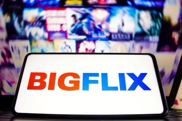 April 2023 Brazil Photo Illustration Bigflix Logo Displayed Smartphone Screen — Stock Photo, Image