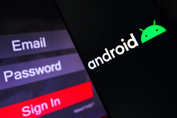 Травня 2023 Року Бразилія Цій Фотографії Логотип Android Зображений Екрані — стокове фото